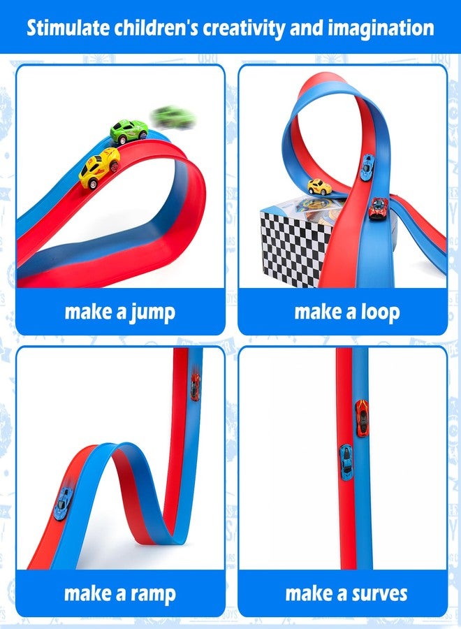 Mity Rain Flexible Race Track for Kids, Car Track Set for Hot Wheels Cars with Adhesive Pads, 2 Pull-Back Cars, 2 Alloy Racers & Bendable Car Ramp for Toddlers, Easy Storage, Indoor Ramp Fun for Ages 3-8 - Image 5
